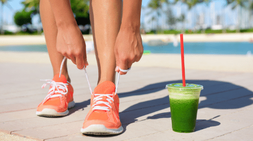 detoxing with exercise and green juice featured