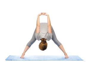 wide legged forward bend yoga pose