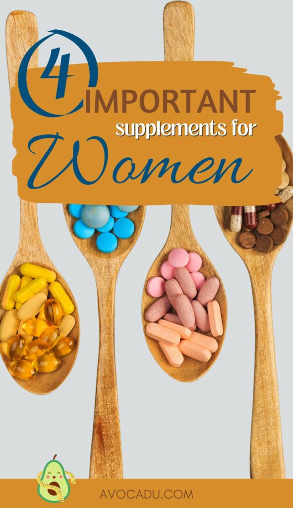 supplements for women in wooden spoons