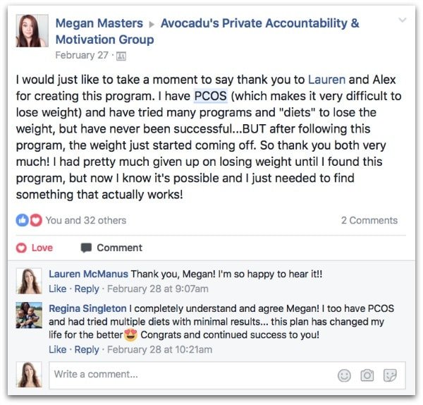 21-Day Challenge testimonial for how to lose weight with PCOS