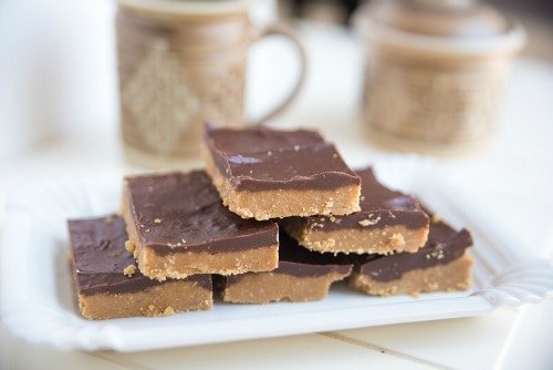 vegan dessert recipe of peanut butter chocolate bars
