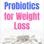 5 Best Probiotics for Weight Loss pin, white pills on white background