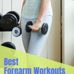 best forearm workouts pin 4, woman holding dumbbells