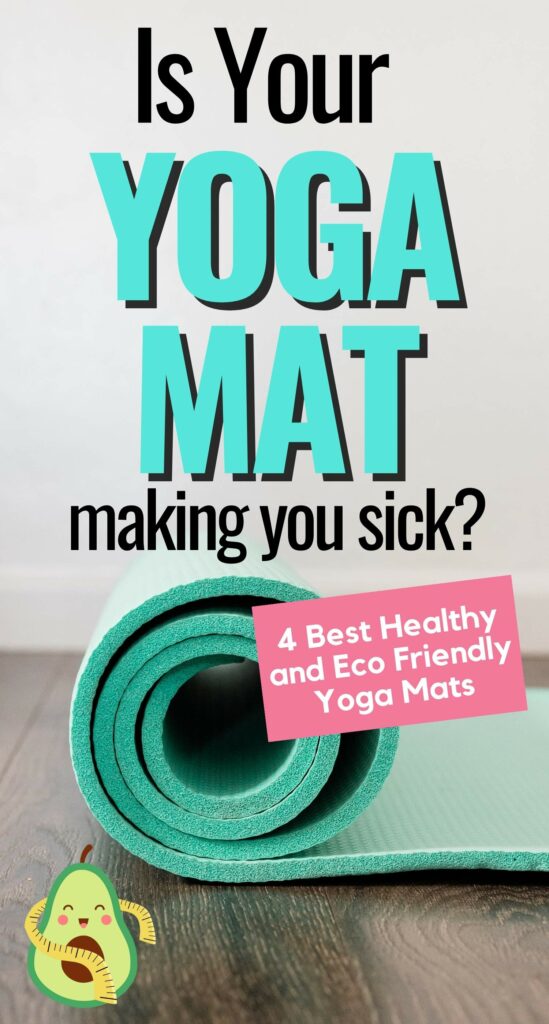 green yoga mat on a wood floor