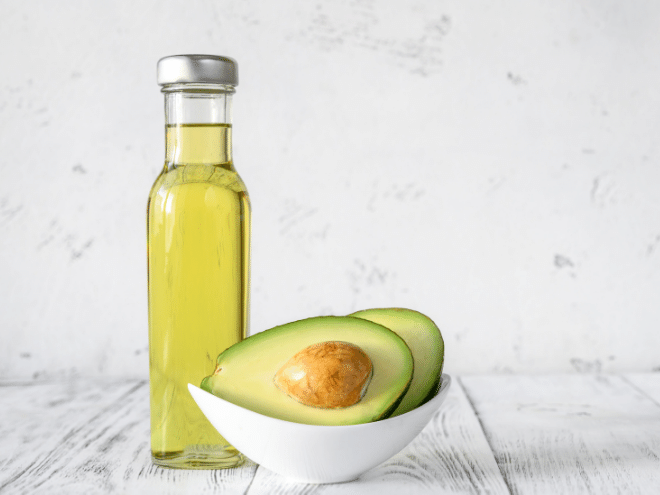 Avocado Oil Avocadoes with Oil Bottle