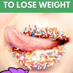 why you need a carb detox pin 1, woman licking sprinkles off her lips, purple elephant eating a burger