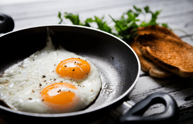 eggs in frying pan