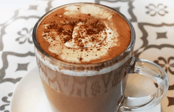 glass mug with sugar free hot chocolate