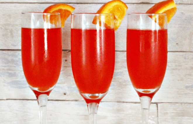 three glasses of low carb mimosas