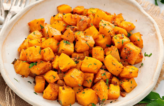 roasted butternut squash cubes