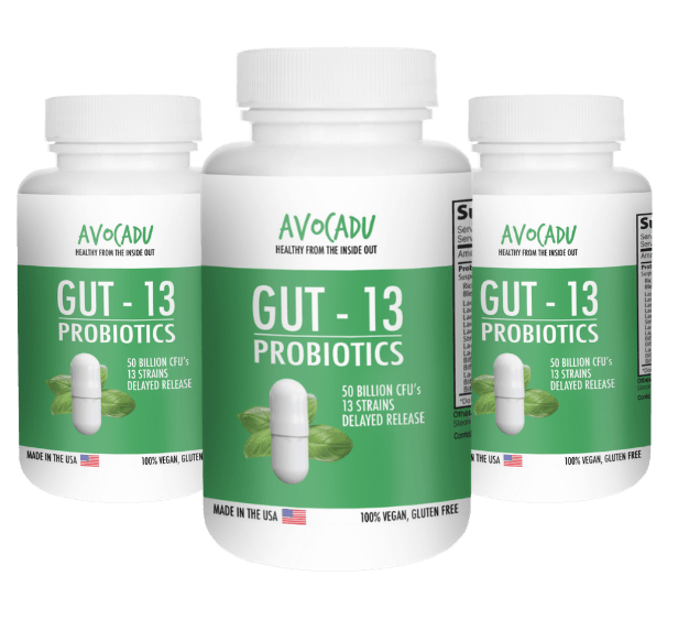 avocadu's gut-13 premium probiotic to increase nitric oxide levels