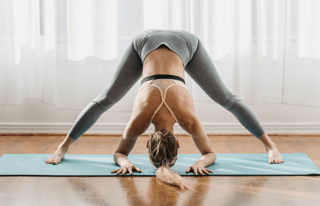 Woman on a yoga mat in