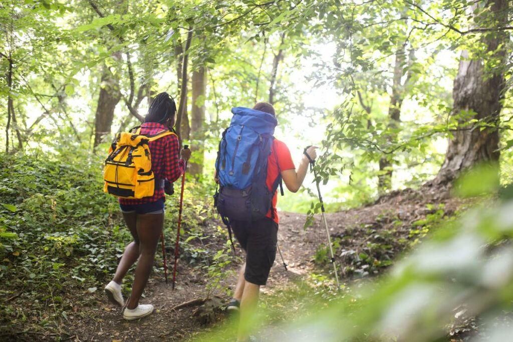 Realistic Weight Loss Goals hiking through the woods