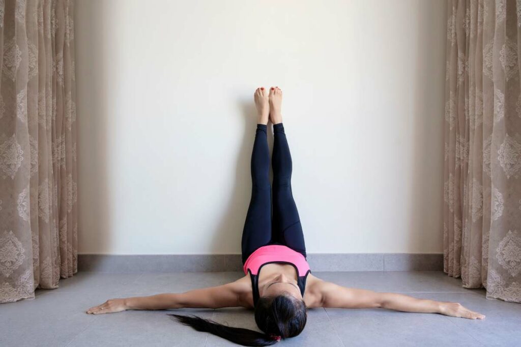 Yoga for Better Sleep legs on wall pose