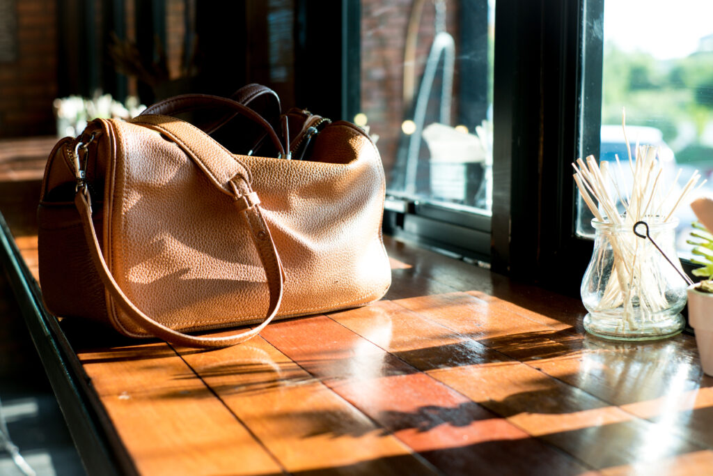 Sunlight on leather bag