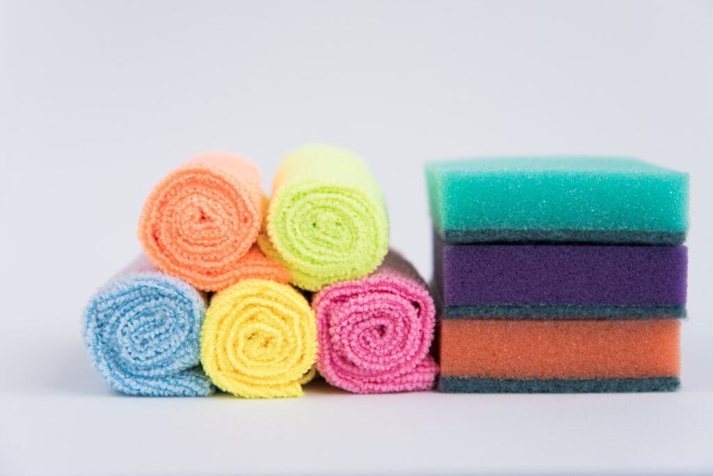 foam sponges and microfiber cloth