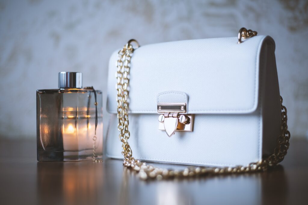 handbag with perfume