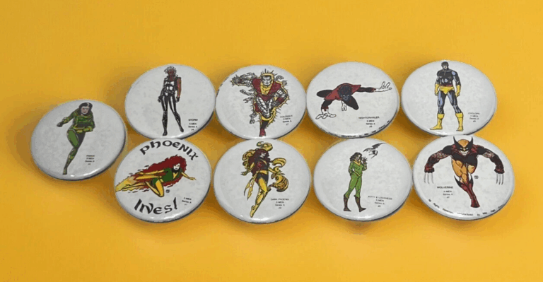 12 Promotional Buttons and Pins from Comic Book Eras